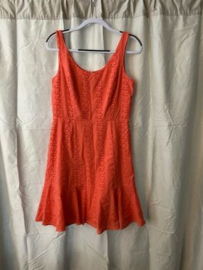 White House Black Market Orange Eyelet A-Line Mini Dress